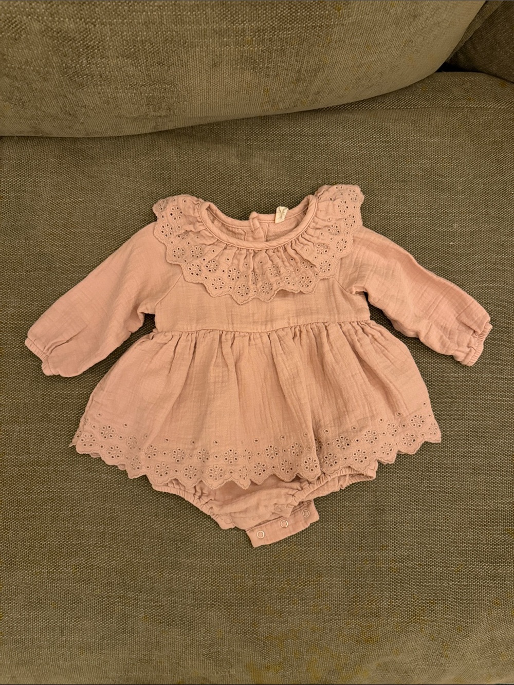 Quincy Mae Girls Blush Pink Eyelet Dress
